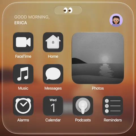 Clear Home Screen with glass icons